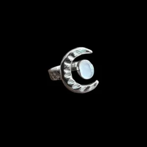 zilveren dames ring white moon