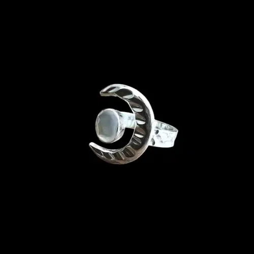 zilveren dames ring white moon