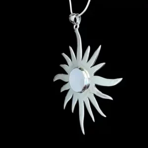 Zilveren hanger Sun white