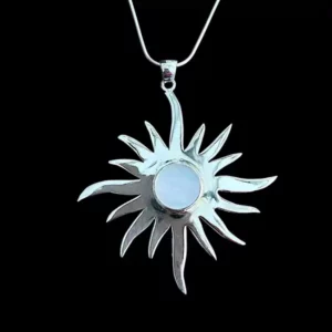 Zilveren hanger Sun white