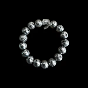Lavan kralen armband donker zilver met print bedel