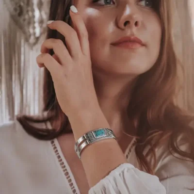 Zilveren dames en heren armband Batur curve