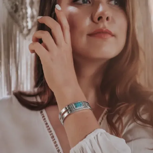 Zilveren dames en heren armband Batur curve