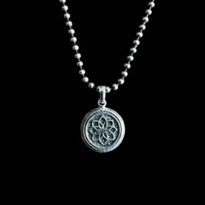 Zilveren hanger Lotus round