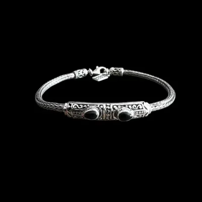 Zilveren dames armband Batur black