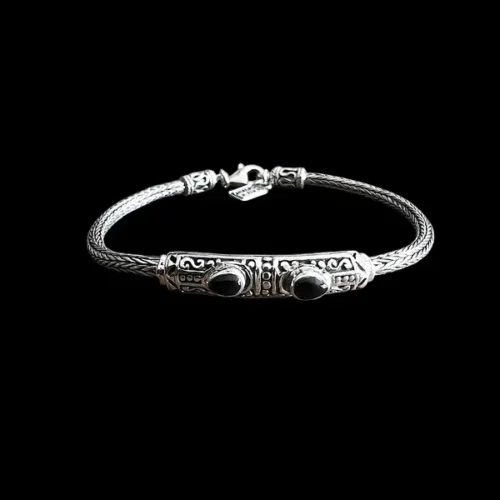 Zilveren dames armband Batur black