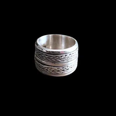 Zilveren dames en heren anti-stress ring Rudolf