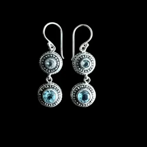 Zilveren oorbellen Jawan light blue