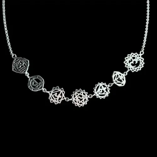 Zilveren chakra ketting round big