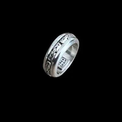 Zilveren dames en heren anti-stress ring Rough smal