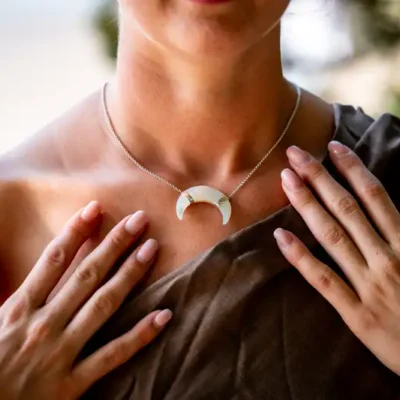 Zilveren ketting Maansikkel white