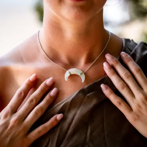 Zilveren ketting Maansikkel white