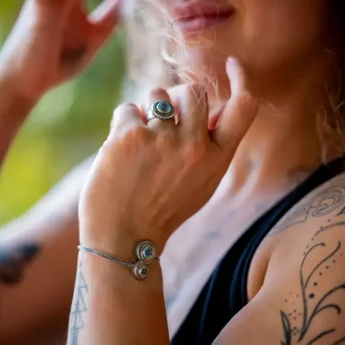 Zilveren dames armband Jawan light blue