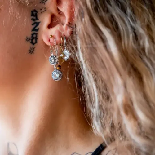 Zilveren oorbellen Jawan light blue