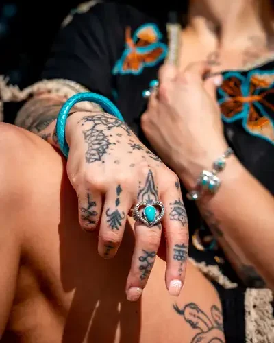 Lederen dames en heren armband Goja blue