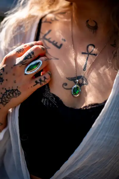 Zilveren hanger Loulou green 3 Zilveren hanger  Loulou green - Afbeelding 3