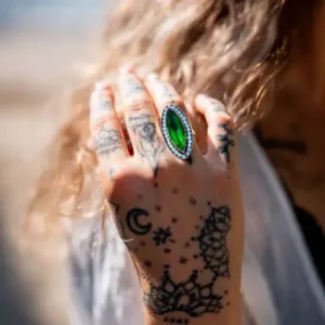 Zilveren dames ring Jade green