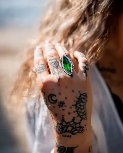 Zilveren dames ring Jade green