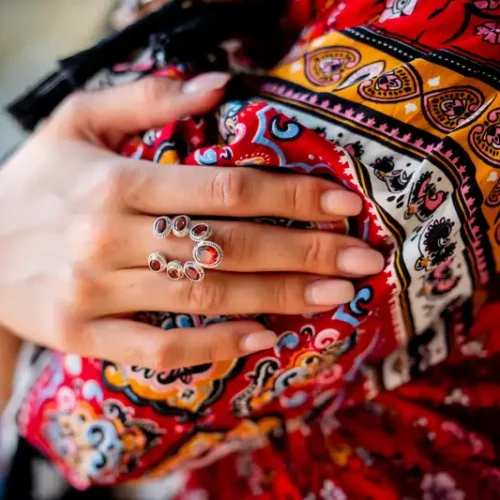 Zilveren dames ring Merah big red