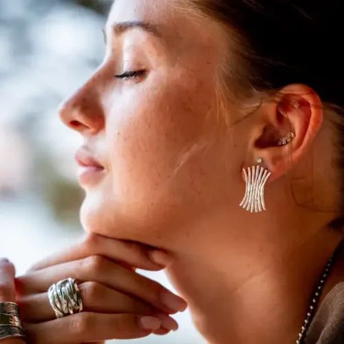 Zilveren oorbellen Bamboo