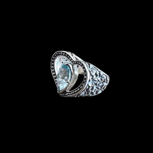 Zilveren dames ring flowers of love light blue