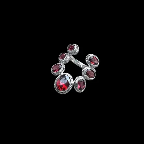 Zilveren dames ring Merah big red