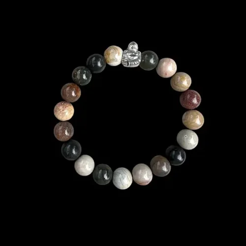 Kralen armband oceaan jaspis met happy buddha