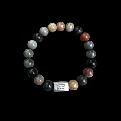 Kralen armband Oceaan jaspis met zilveren logoblokje