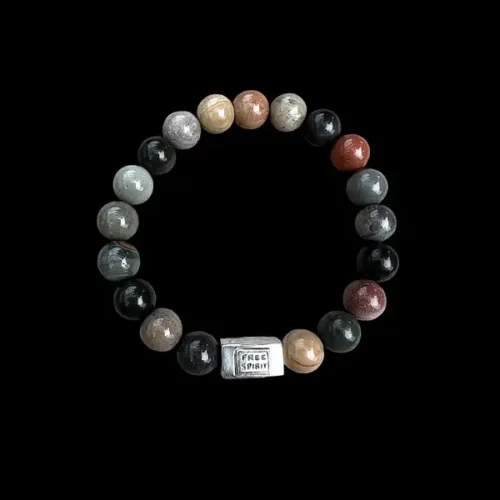 Kralen armband Oceaan jaspis met zilveren logoblokje