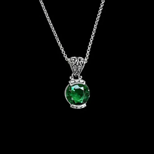 Zilveren dames hanger en ketting Aïda green