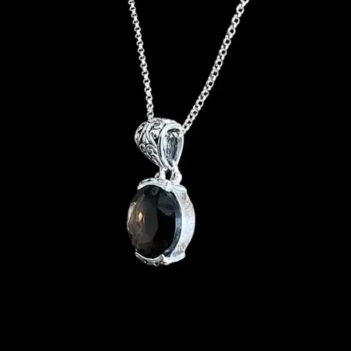 Zilveren dames hanger en ketting Aïda brown