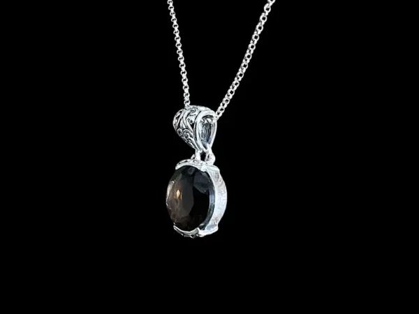 Zilveren dames hanger en ketting Aïda brown - Afbeelding 2