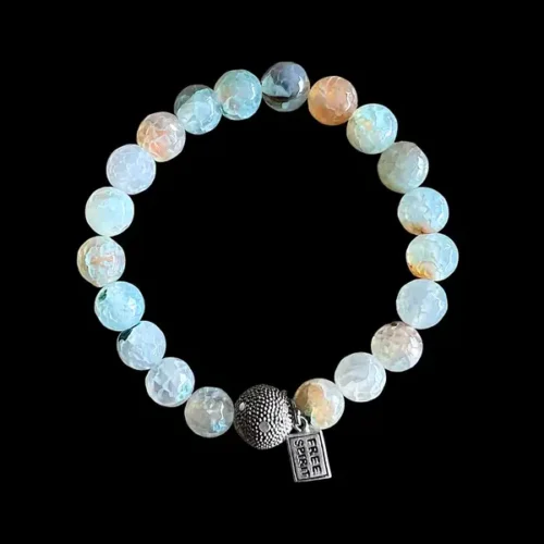 Kralen armband blauwe agaat met zilveren balletje