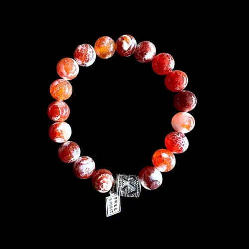 kralen armband vuuragaat met zilveren printbedel