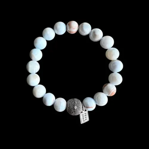 kralen armband lichtblauwe jade met zilveren balletje