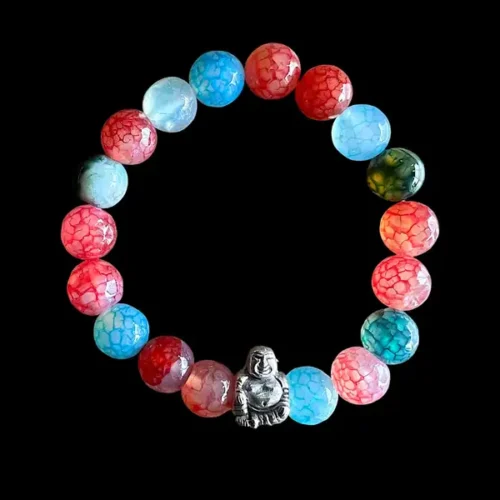 Kralen armband Tourmalijn met zilveren happy buddha
