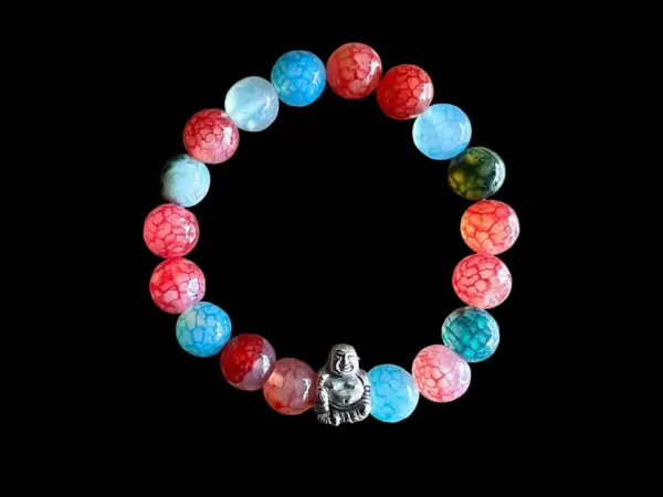 Kralen armband Tourmalijn met zilveren happy buddha