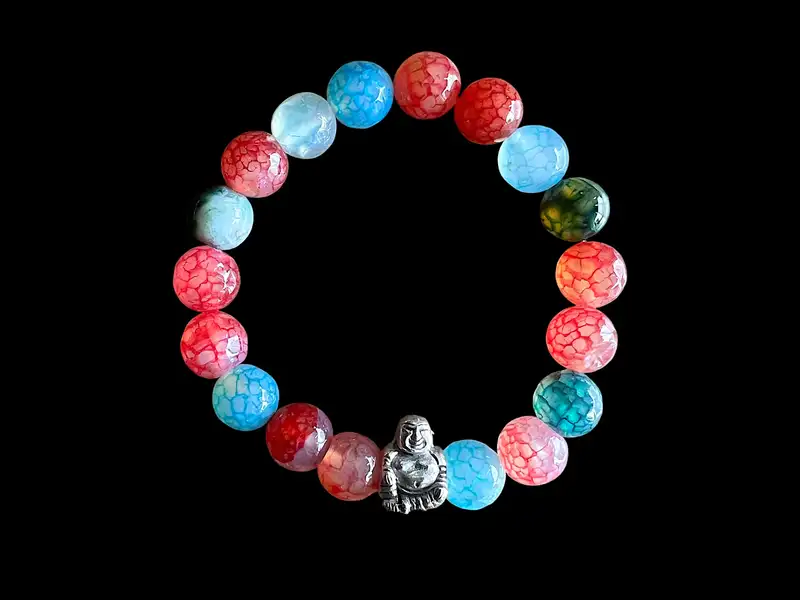 Kralen armband Tourmalijn met zilveren happy buddha 1 Kralen armband Tourmalijn met zilveren happy buddha