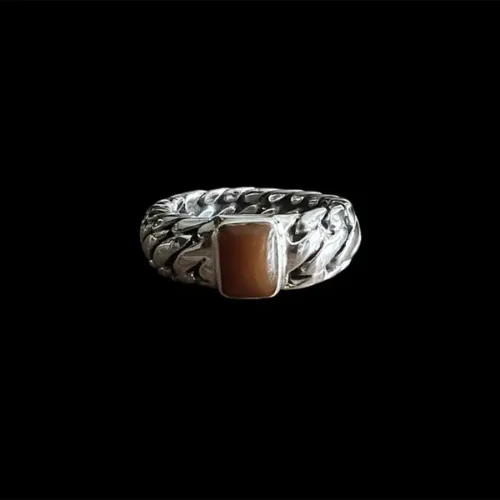 Zilveren dames en heren ring Strong brown