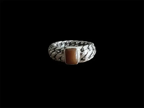 Zilveren dames en heren ring Strong brown