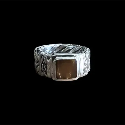 Zilveren dames en heren ring Pride brown
