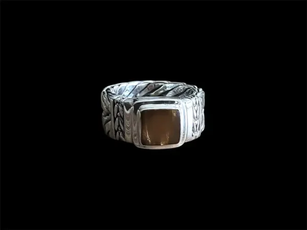 Zilveren dames en heren ring Pride brown