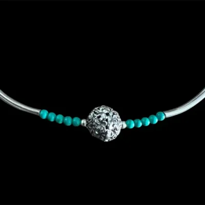 Zilveren ketting Lieve turkoois
