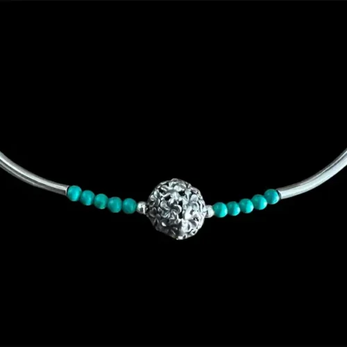 Zilveren ketting Lieve turkoois