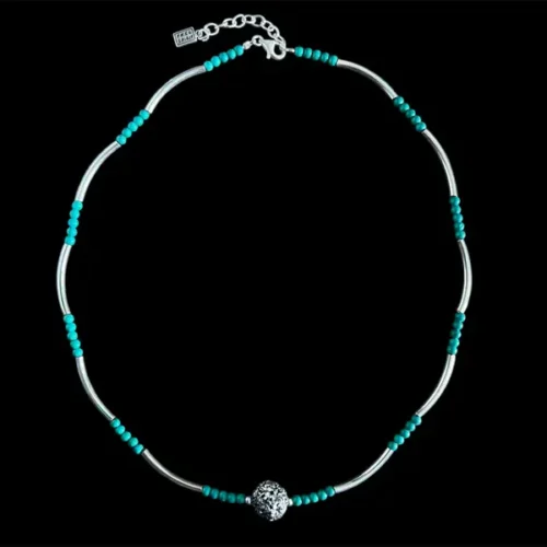 Zilveren ketting Lieve turkoois