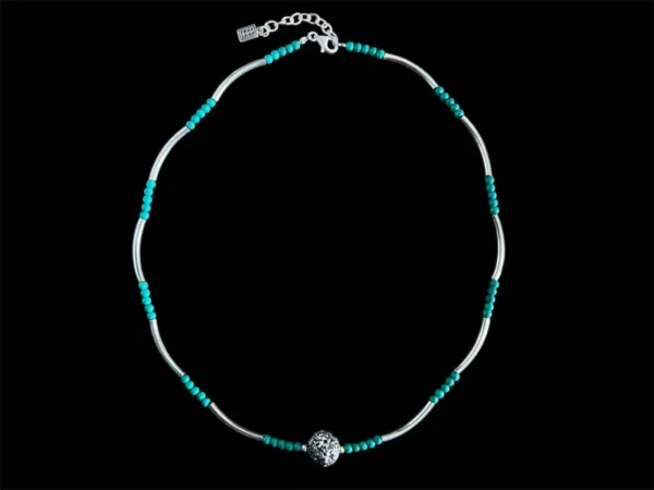 Zilveren ketting Lieve turkoois