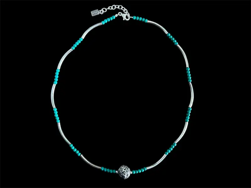 Zilveren ketting Lieve turkoois 1 Zilveren ketting Lieve turkoois
