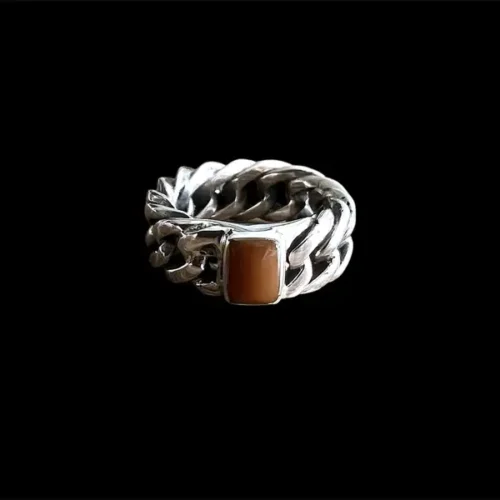 Zilveren dames en heren ring Feel brown