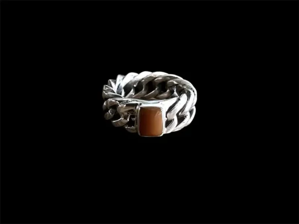 Zilveren dames en heren ring Feel brown