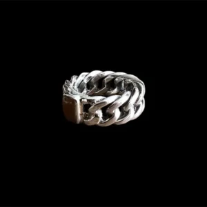 Zilveren dames en heren ring Feel brown